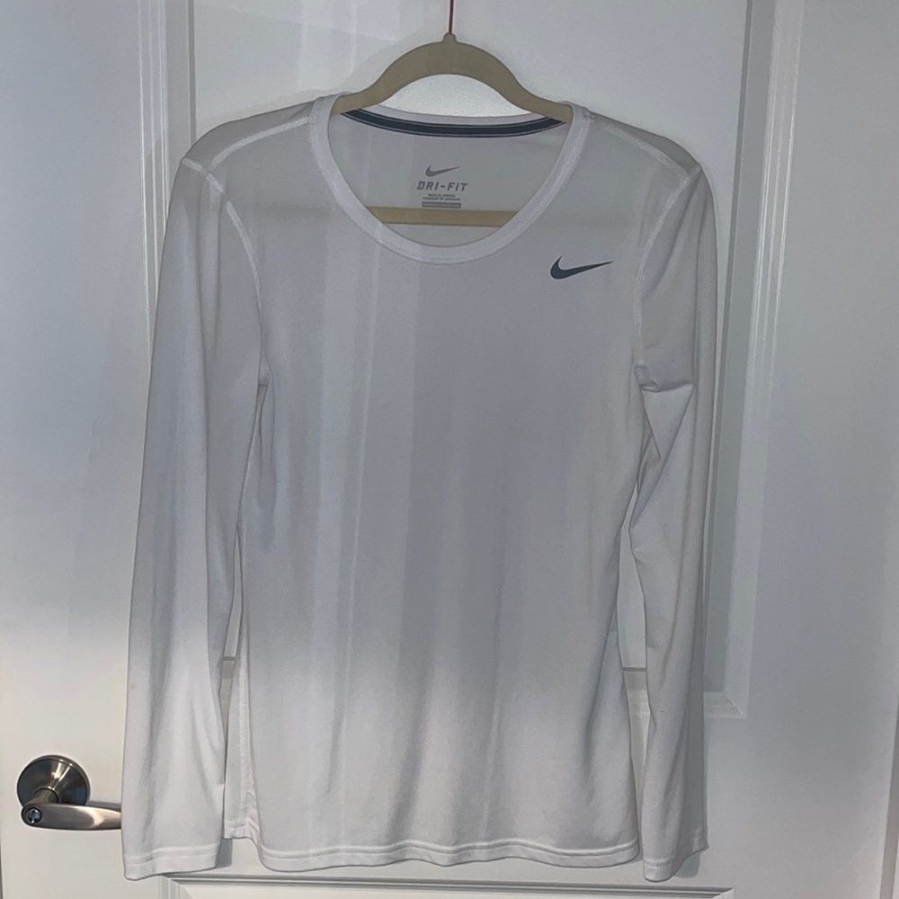 White Nike dri-fit long sleeve shirt